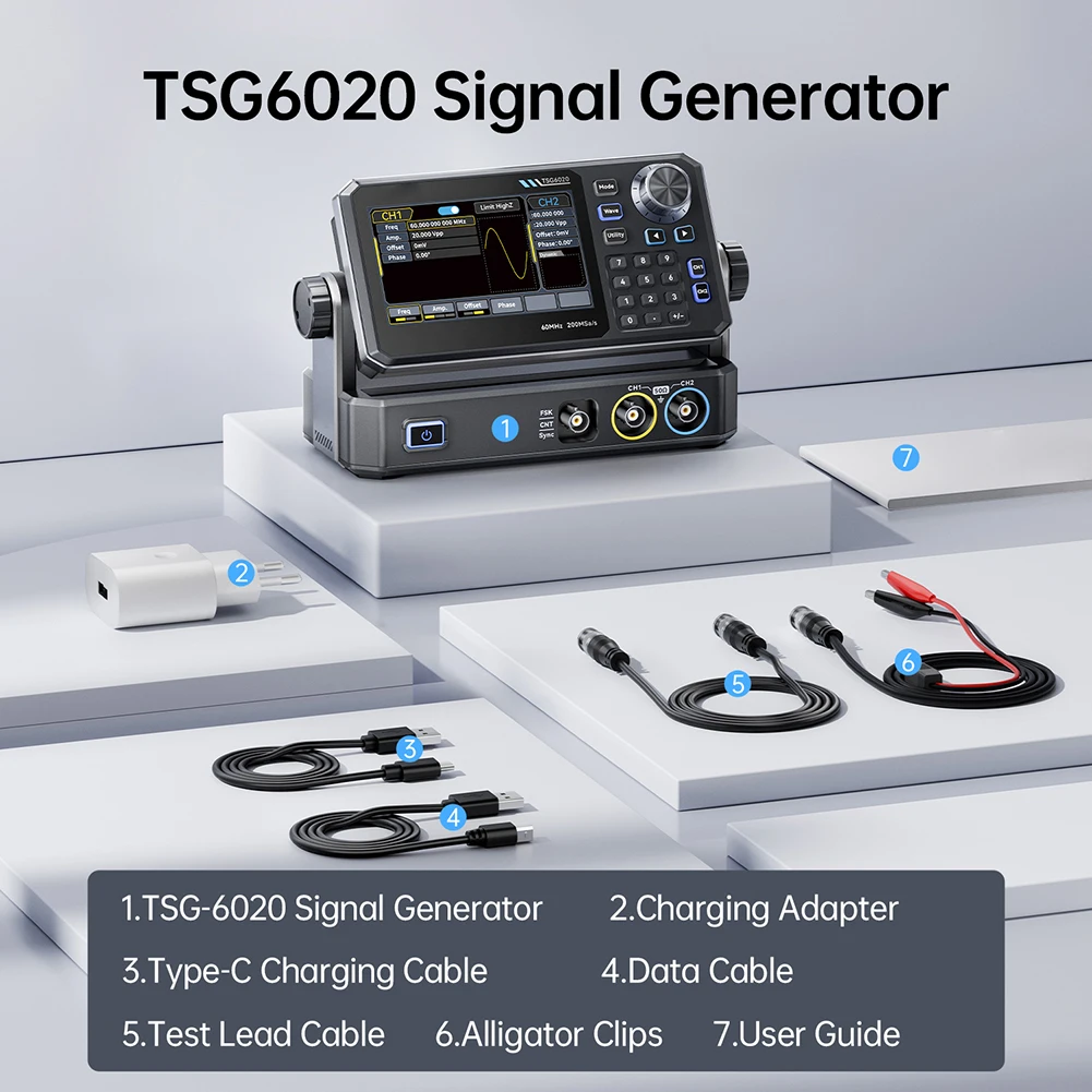 TSG6020 60MHz Dual Channel Fun - Dual Channel Arbitrary Waveform Function Generator 60Mhz ulasan dan harga