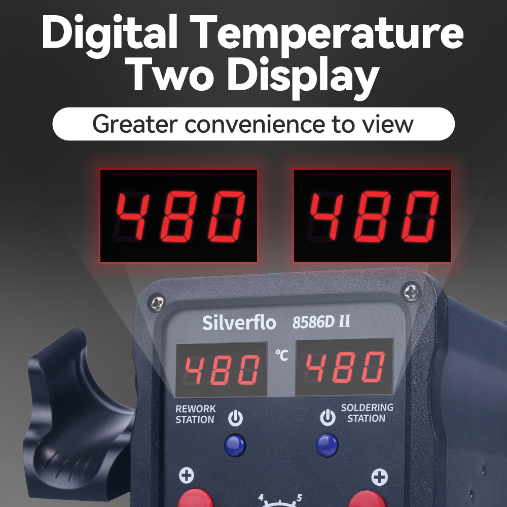 Silverflo 8586D Soldering Stat - Smd Rework Station Hot Air Soldering 2 In 1 ulasan dan harga