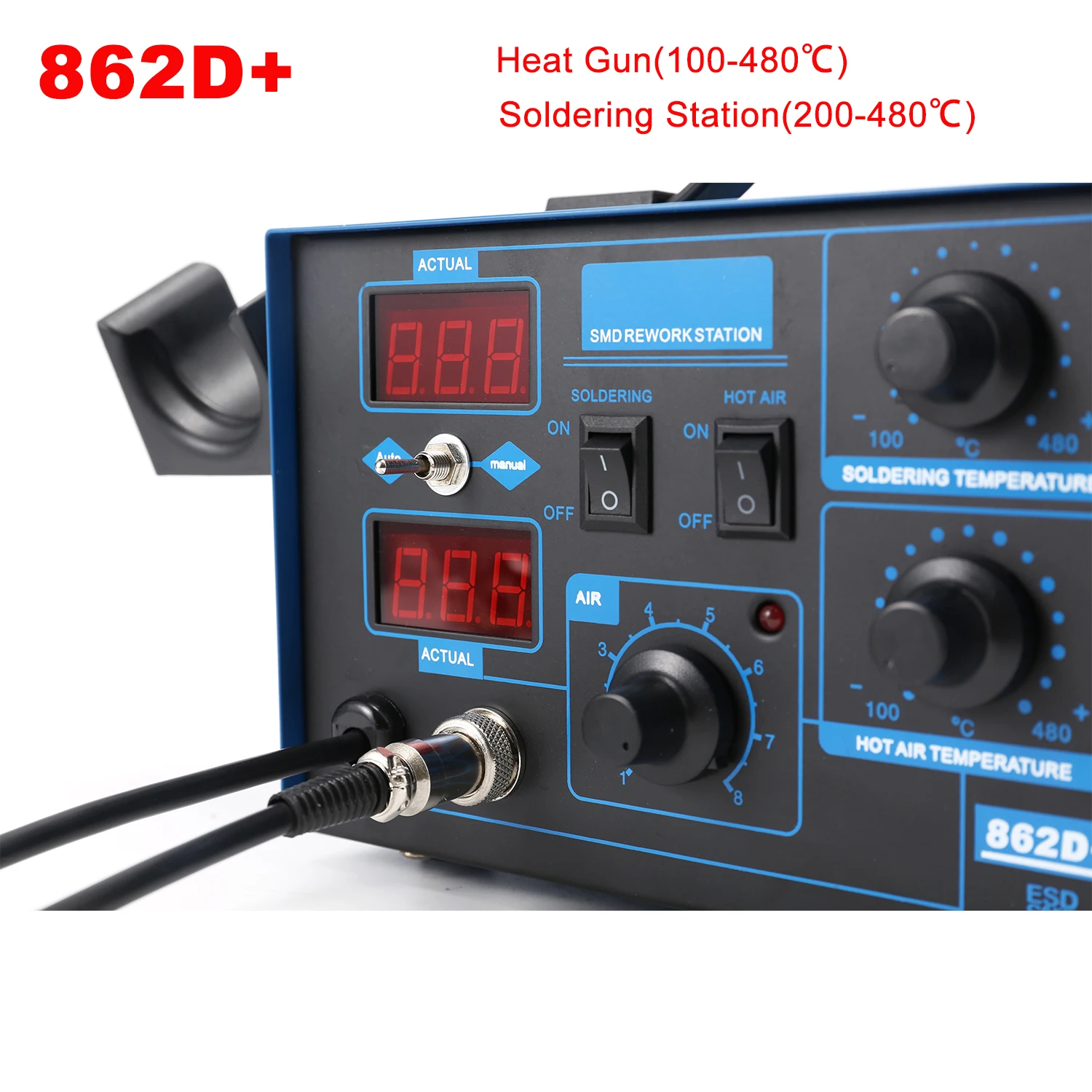 862D+ Soldering Station 2 In 1 - Smd Rework Station Hot Air Soldering 2 In 1 ulasan dan harga