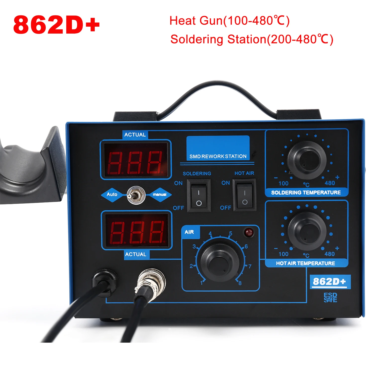 862D+ Soldering Station 2 In 1 - Smd Rework Station Hot Air Soldering 2 In 1 ulasan dan harga