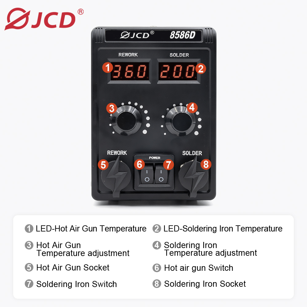 JCD 8586D 2-in-1 Soldering Sta - Smd Rework Station Hot Air Soldering 2 In 1 ulasan dan harga