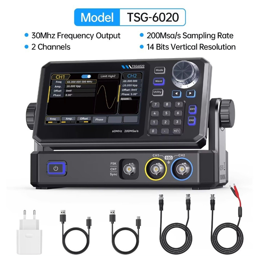 TSG6020 60MHz Dual Channel Fun - Dual Channel Arbitrary Waveform Function Generator 60Mhz ulasan dan harga