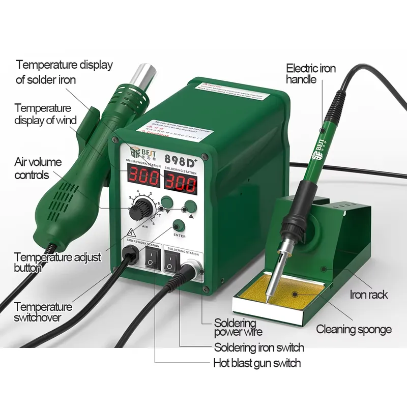 BST-898d+ Digital Soldering St - Smd Rework Station Hot Air Soldering 2 In 1 ulasan dan harga